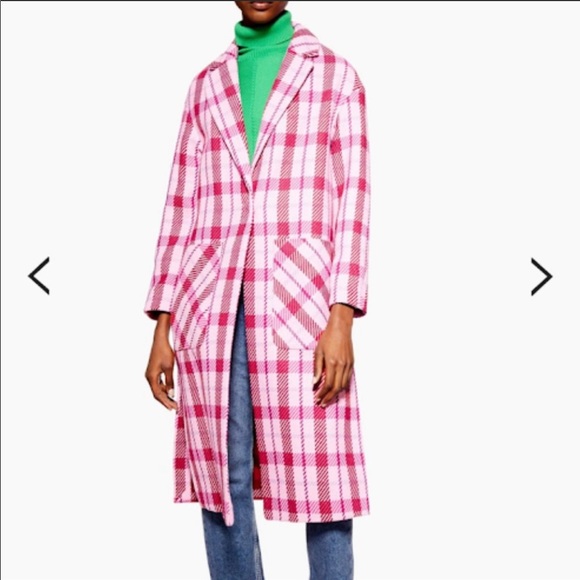 ISO Topshop suzy side split jacket pink plaid coat - Picture 1 of 1